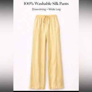 Quince Washable Silk Drawstring Pants XS Butter Yellow worn Like New